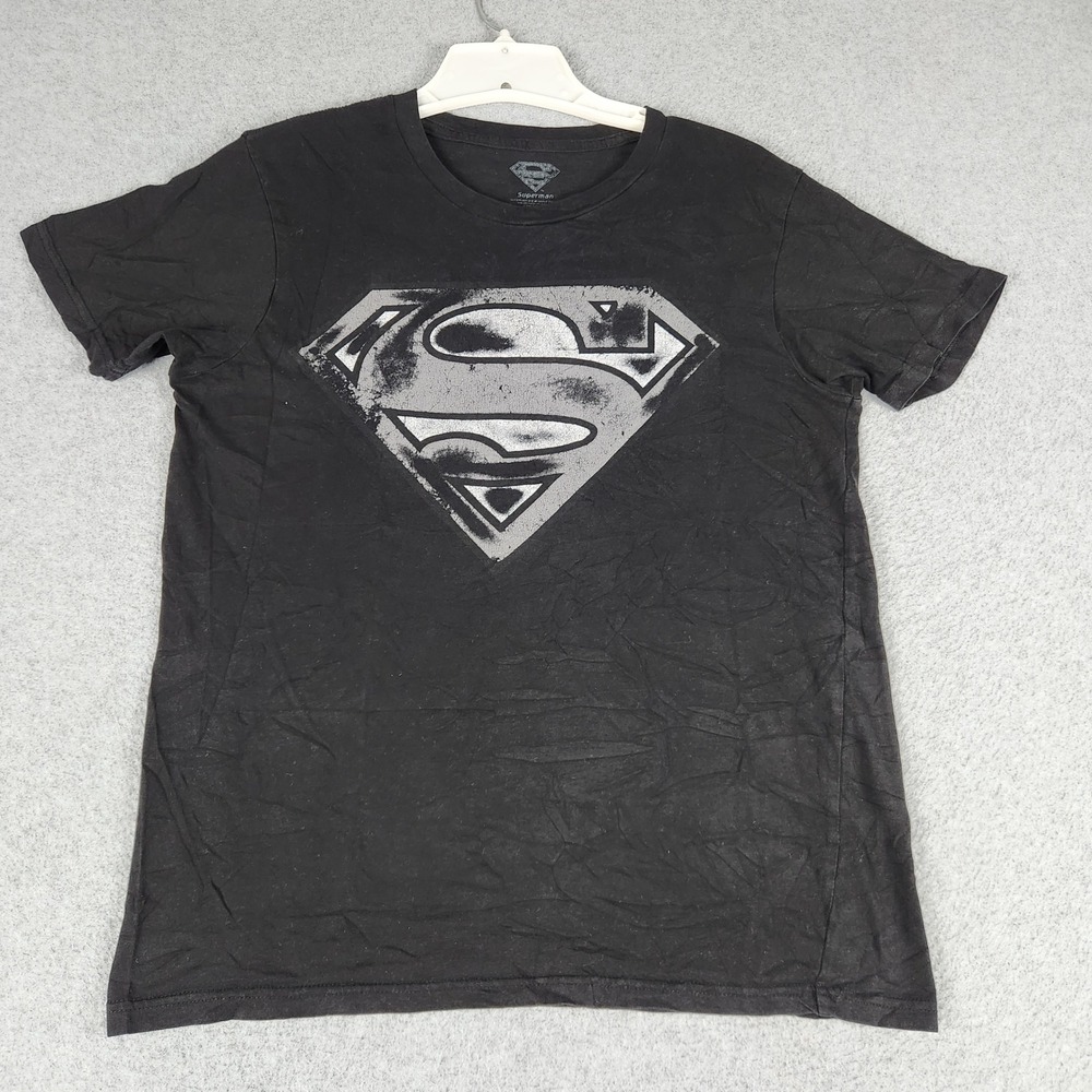 DC Comics T-Shirt Mens Small Black Superman Graphic Print Short Sleeve Crew Neck